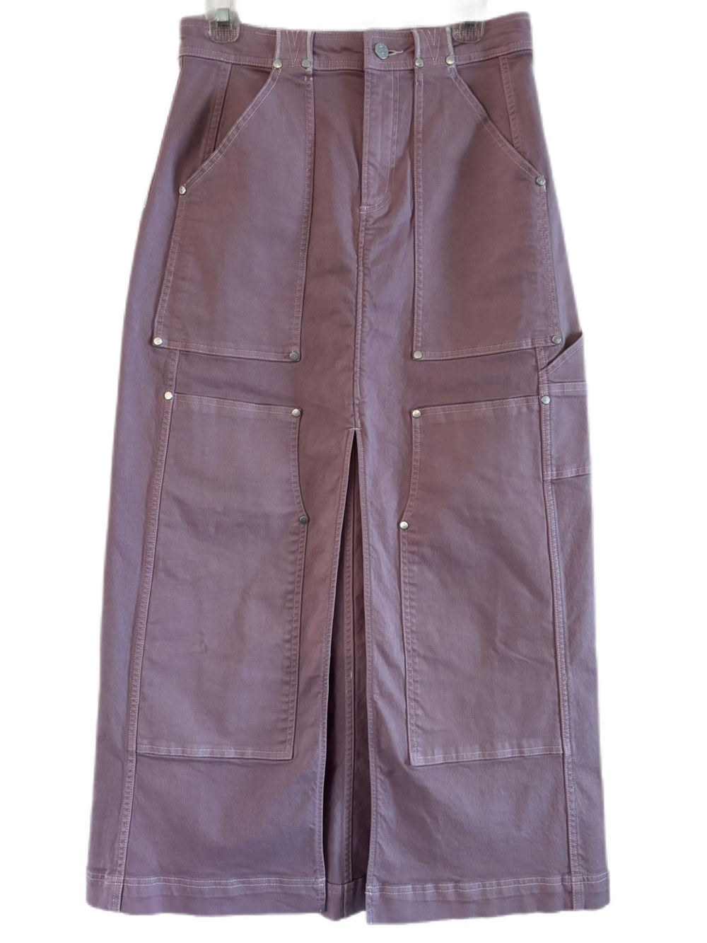 Anthropologie Pilcro Denim Carpenter Maxi Skirt Lilac Size 6 - Picture 4 of 10